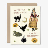 Witches Don't Age Happy Birthday Card | Collage | Halloween: Packaged in Plastic Sleeves
