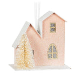 Pastel House & Tree Ornaments- Set of 6 - 3.5"H