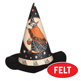 Vintage Halloween Felt Witch Hat, one size fits most