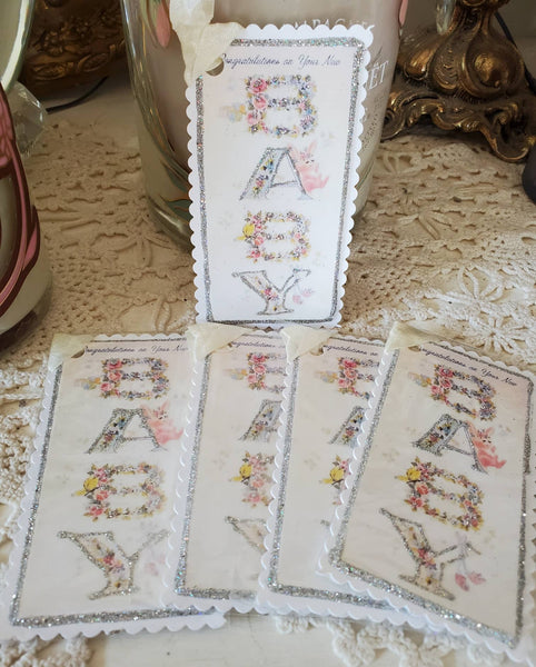 Vintage Congratulations Baby Gift Tag Keepsake