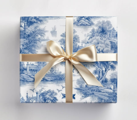 Blue  Toile Gift Wrap  