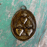 Brass Medallions: Oval Crown Hearts