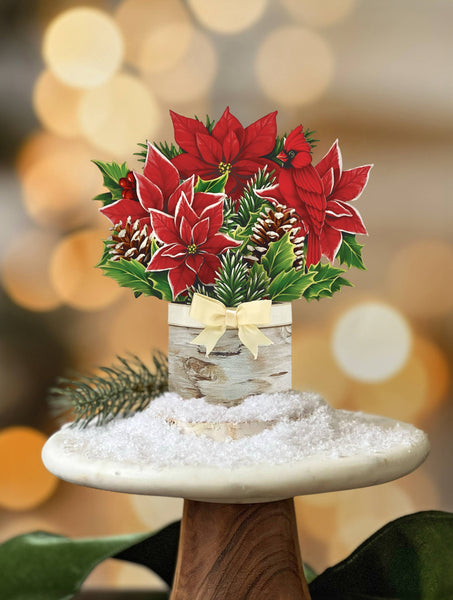 Mini Birch Poinsettia (10 Pop-up Greeting Cards)