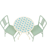 Table and Chairs Fresh Green Floral Pattern