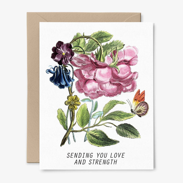 Sending You Love and Strength | Botanical  Card | Floral: Packaged in Plastic Sleeves