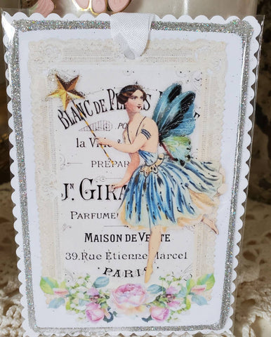 Gift Tag Lovely Blue Fairy n Star Wand