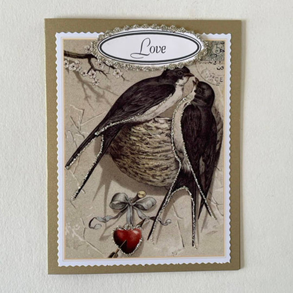 Cards, Wedding, Anniversary: Love Dove with Rose