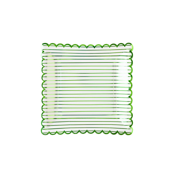 SPD1040 - Green Striped Paper Plate