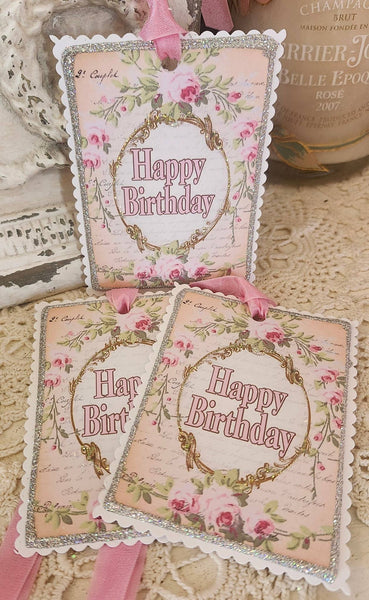 Gift Tag Happy Birthday Roses