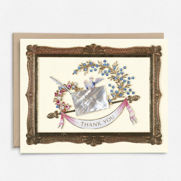 Thank You Gold Frame Card | Ornate | Antique: Packaged in Plastic Sleeves