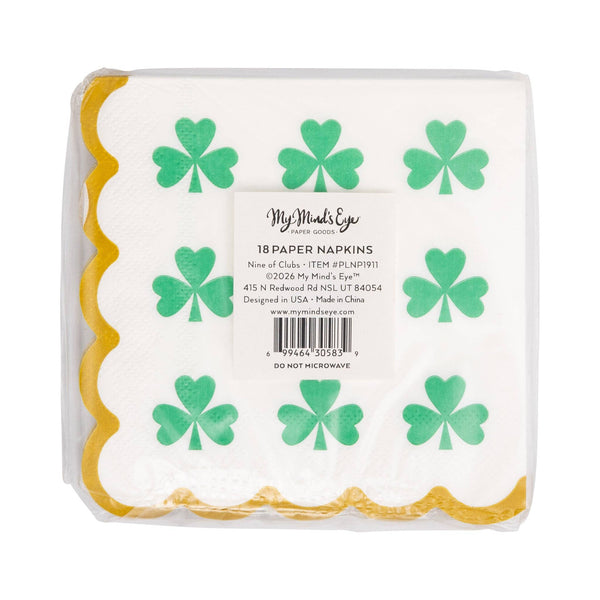 PLNP1911 - FOIL Nine of Clubs Cocktail Napkin (18ct)