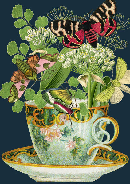 RS238P ~ Blank Teacup Garden  Greeting Card