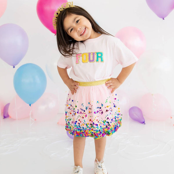 Pink Confetti Tutu - Dress Up Skirt - Kids Tutu: 6-8Y