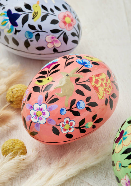 Kashmiri Bunny&Chick Hand Painted Egg Gift Box