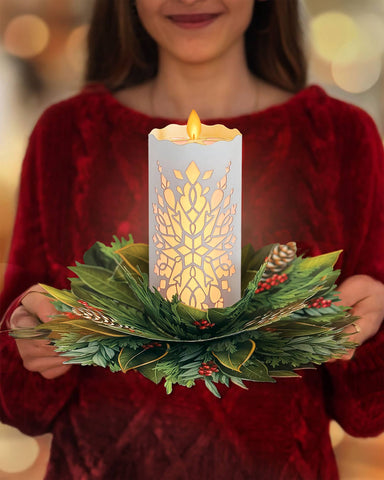 Holiday Candle with Lights (6 Pop-up Greeting Cards)