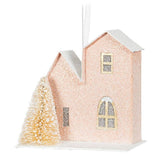 Pastel House & Tree Ornaments- Set of 6 - 3.5"H