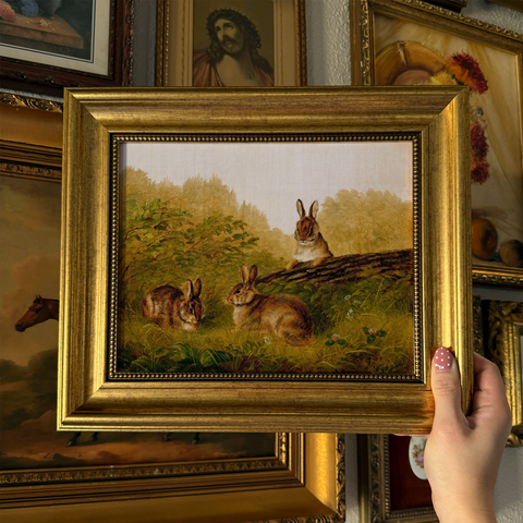 Vintage Style Bunnies Art Print Framed Size 8x10  : PRINT WITH FRAME