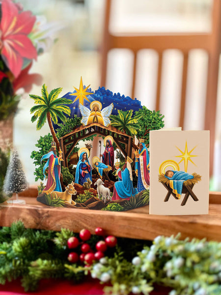 Mini Nativity (10 Mini Pop-up Greeting Cards)