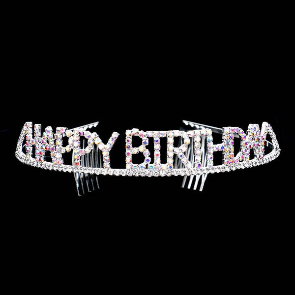 HAPPY BIRTHDAY Rhinestone Pave Party Tiara: Gold