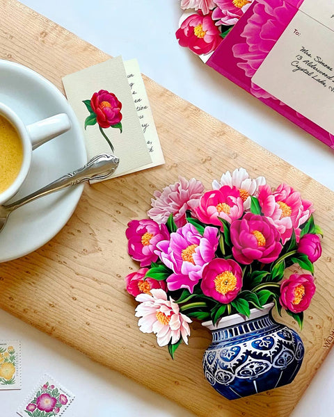 Mini Peony Paradise (10 Pop-up Greeting Cards)