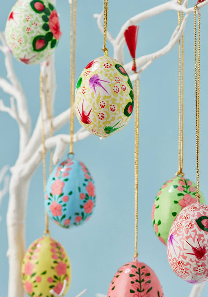 Kashmiri Flower Handpainted Easter Egg Hanging Decoration