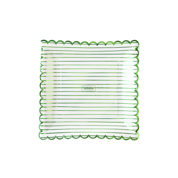 SPD1040 - Green Striped Paper Plate