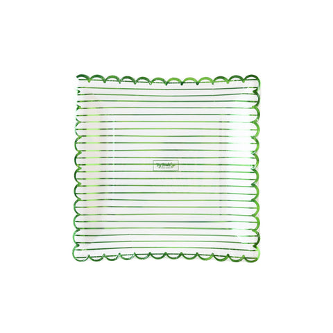 SPD1040 - Green Striped Paper Plate