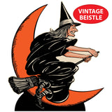 Vintage Halloween Witch & Moon Stand-Up 4' 2" x 3' 7¾"