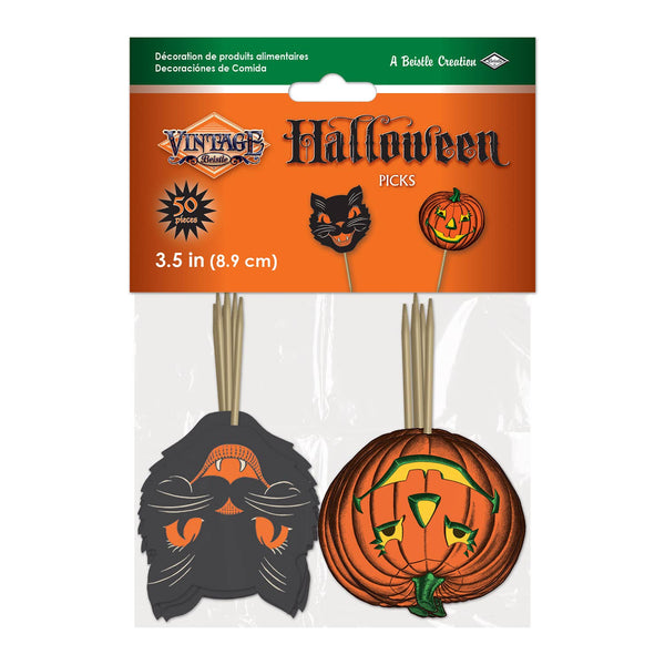 Vintage Halloween Picks 3½",  50 pc for Cupcakes and Treats