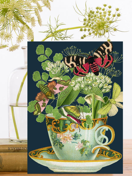 RS238P ~ Blank Teacup Garden  Greeting Card