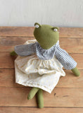 Fern the Frog — Heirloom Wool Doll in Golden Field Skirt