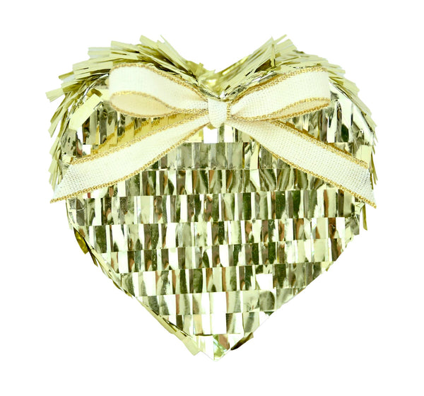 Refillable Mini 4" Tabletop Piñata - Metallic Fringe Heart: Pink