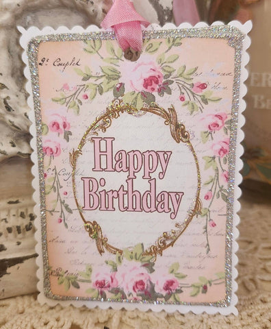 Gift Tag Happy Birthday Roses