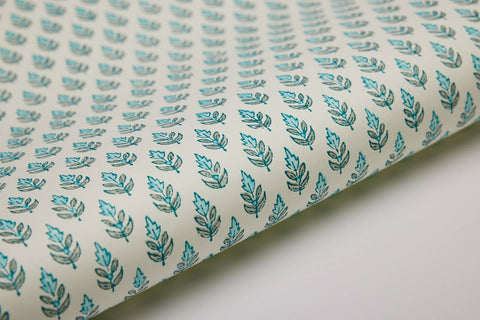 Block Printed Wrapping Paper Sheets - Buti Turquoise