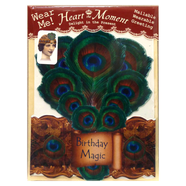 Greeting Card with Tiara, Birthday Magic, Peacock