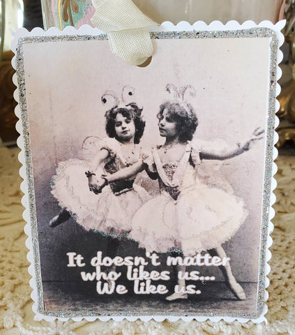 Vintage Fairy Girls We Like Us Gift Tag Keepsake