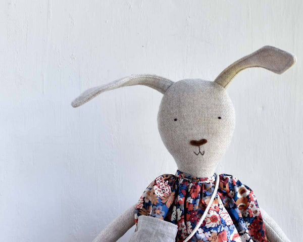 Ruthie the Rabbit – Heirloom Wool Doll in Liberty Floral