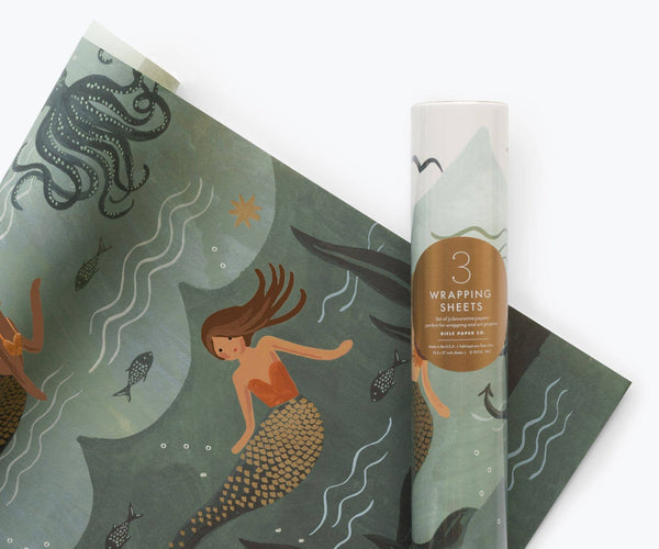 Roll of 3 Mermaid Wrapping Sheets