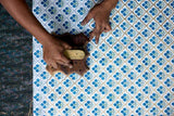 Block Printed Wrapping Paper Sheets - Trellis Indigo