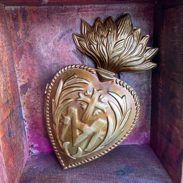 Jesus Through Mary Sacred Heart Box: Gold
