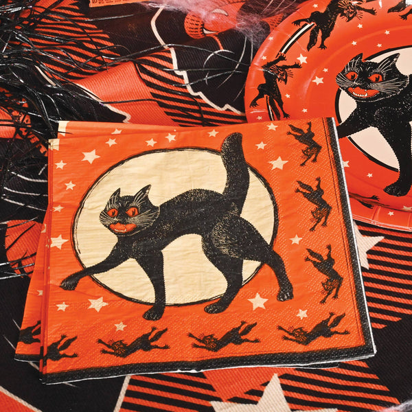 Vintage Halloween Black Cat Luncheon Napkins, Pack of 16