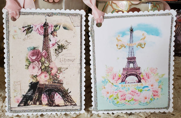 Gift Tag Eiffel Tower n Roses