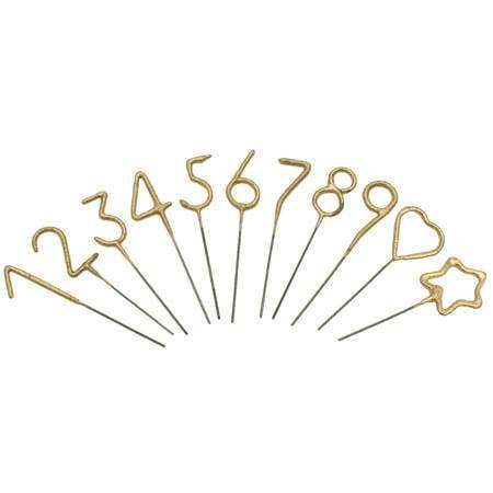 Refill- Mini Gold Number Sparkler 4": Mini Gold Number - Heart