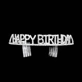 HAPPY BIRTHDAY Rhinestone Pave Party Tiara: Gold