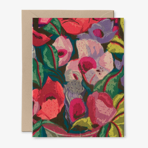Painterly Flowers Card | Garden | Any Occasion | Floral | Vintage: Packaged in Plastic Sleeves