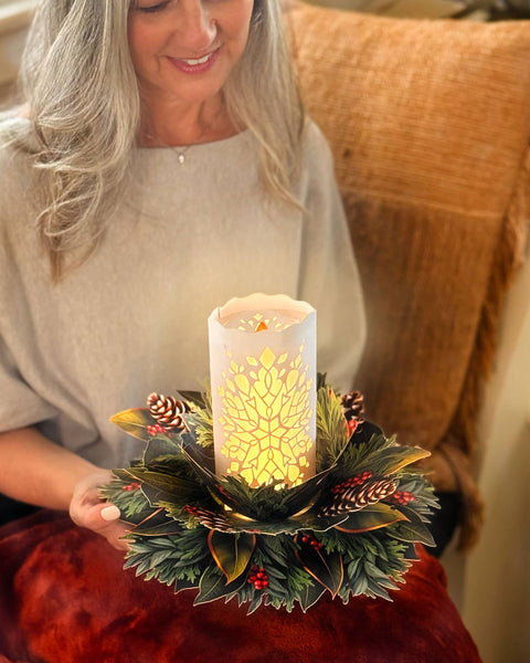 Holiday Candle with Lights (6 Pop-up Greeting Cards)