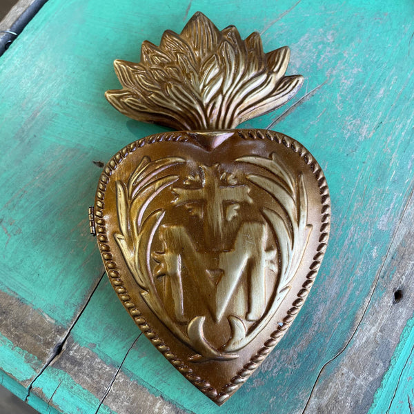 Jesus Through Mary Sacred Heart Box: Gold