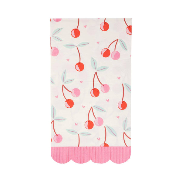 PLNP714 - Cherries Fringe Scallop Guest Napkin