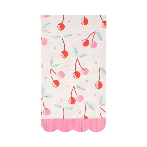 PLNP714 - Cherries Fringe Scallop Guest Napkin
