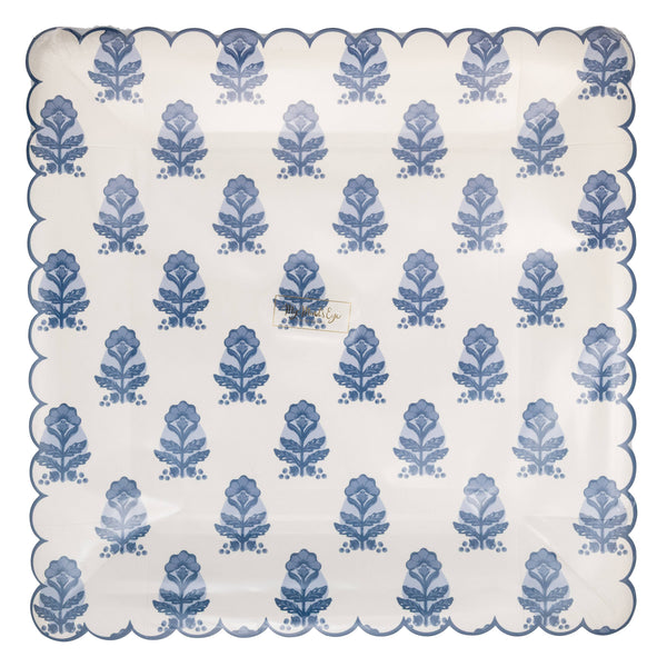 BLU1242 - Blue Flower Block Print 10" Plate